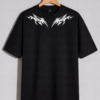 Men's Stylish Black Oversized Cotton Blend T-Shirt with White Tribal Graphic Print Men's Stylish Black Oversized Cotton Blend T-Shirt with White Tribal Graphic Print